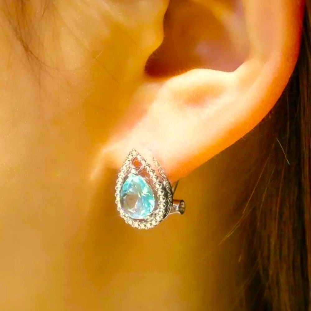 The Don’t Cry For Me Tear Drop estate inspired zirconium/topaz earrings